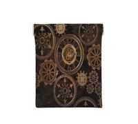 Leather Coin Purse for Women, Gears Clock Bronze Century, Slim RFID Blocking Coin Purse Wallet for Men, Mini Zipper Pouch, Small Item Organizer for Cash Coins Cards, Automatic Snap Closure