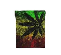 Leather Coin Purse for Women, Jamaica Flag Leaves, Slim RFID Blocking Coin Purse Wallet for Men, Mini Zipper Pouch, Small Item Organizer for Cash Coins Cards, Automatic Snap Closure Travel Essentials