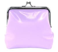 Leather Coin Purse for Women Plain Neon Purple Kiss Lock Buckle Coin Purse Neon Purple Solid Color Neon Purple Plain Classic, Neon Purple, Plain, Classic