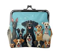 Leather Coin Purse for Women with Kiss Lock Wallet A large group of dogs Clutch Purse Mini Change Purse Pouch
