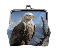 Leather Coin Purse for Women with Kiss Lock Wallet A lone eagle Clutch Purse Mini Change Purse Pouch