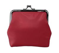 Leather Coin Purse for Women with Kiss Lock Wallet Amaranth red Clutch Purse Mini Change Purse Pouch
