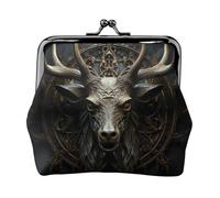 Leather Coin Purse for Women with Kiss Lock Wallet Antlers Clutch Purse Mini Change Purse Pouch