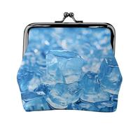 Leather Coin Purse for Women with Kiss Lock Wallet Blue ice cube background Clutch Purse Mini Change Purse Pouch
