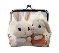 Leather Coin Purse for Women with Kiss Lock Wallet Bunny Hug Clutch Purse Mini Change Purse Pouch