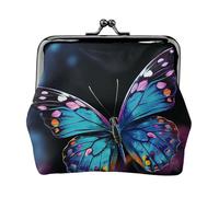 Leather Coin Purse for Women with Kiss Lock Wallet Charming butterfly Clutch Purse Mini Change Purse Pouch