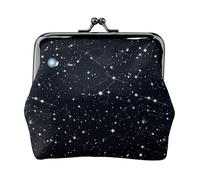 Leather Coin Purse for Women with Kiss Lock Wallet Constellations and stars pattern Clutch Purse Mini Change Purse Pouch