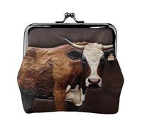 Leather Coin Purse for Women with Kiss Lock Wallet Cow in brown leather Clutch Purse Mini Change Purse Pouch