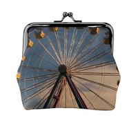 Leather Coin Purse for Women with Kiss Lock Wallet Ferris Wheel Clutch Purse Mini Change Purse Pouch