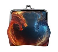 Leather Coin Purse for Women with Kiss Lock Wallet Fire and ice dragons Clutch Purse Mini Change Purse Pouch