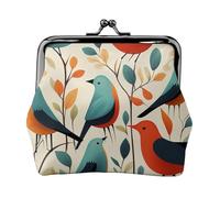 Leather Coin Purse for Women with Kiss Lock Wallet Flock of Birds Clutch Purse Mini Change Purse Pouch