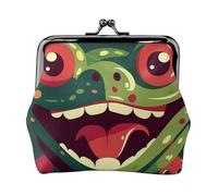 Leather Coin Purse for Women with Kiss Lock Wallet Frog with Mouth Open Clutch Purse Mini Change Purse Pouch
