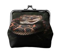 Leather Coin Purse for Women with Kiss Lock Wallet Snake Clutch Purse Mini Change Purse Pouch