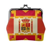 Leather Coin Purse for Women with Kiss Lock Wallet Spanish flag pattern Clutch Purse Mini Change Purse Pouch