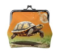 Leather Coin Purse for Women with Kiss Lock Wallet Tortoise Turtle Jumping Clutch Purse Mini Change Purse Pouch
