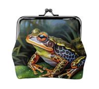 Leather Coin Purse for Women with Kiss Lock Wallet Tropical Frog Clutch Purse Mini Change Purse Pouch