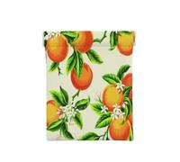 Leather Coin Purse for Women, Yellow Blossom Orange Fruits, Slim RFID Blocking Coin Purse Wallet for Men, Mini Zipper Pouch, Small Item Organizer for Cash Coins Cards, Automatic Snap Closure