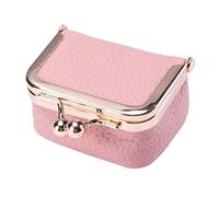 Leather Coin Purse - Genuine Leather Jewelry Box | Small Cosmetic Bag, Small Cash Purse, Soft Coin Purse Pouch Car Key Case Wallet Organizer with Kiss Lock, Vintage Coin Purse for Women