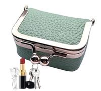 Leather Coin Purse - Genuine Leather Jewelry Box | Small Cosmetic Bag, Small Cash Purse, Soft Coin Purse Pouch Car Key Case Wallet Organizer with Kiss Lock, Vintage Coin Purse for Women