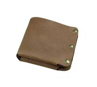 Leather Coin Purse Handmade Crazy Horse Leather Wallet Men Money Clip Short Bag Stud Male Purse Card Holder(Light-Brown)