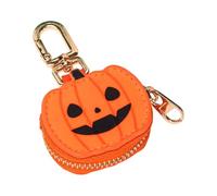 Leather Coin Purse Keychain, Pumpkin Wallet Bag Charm Accessories for Handbags Womens Minis Coin Purse Keychain