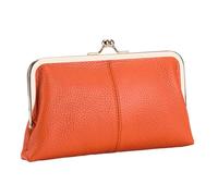 Leather Coin Purse Kiss Lock, Car Coin Holder Pouch, PU Leather Large Capacity Elegant Vintage Credit Card Slot, Coin Purse for Men, Stylish and Practical Coin Wallet for Everyday Use, orange1, Se