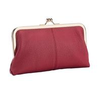 Leather Coin Purse Kiss Lock Elegant Exquisite Vintage PU Leather
