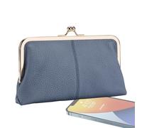 Leather Coin Purse Kiss Lock Elegant Exquisite Vintage PU Leather
