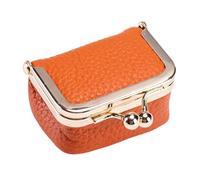 leather coin purse, leather coin pouch small purse cash purse portable coin purse with kiss lock for credit card, key, helmet, lipstick, orange1, Se référer au descriptif, Refer to description