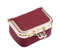 Leather Coin Purse,Leather Coin Purse,Small Cosmetic Bag,Makeup Toiletry Bag,Kiss Lock Coin Purse for Women Kids Travel, red wine, Fare riferimento alla descrizione, Please refer to description