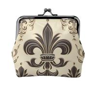 Leather Coin Purse Pouch for Women Clutch Bees on hive Change Purse with Kiss-Lock Mini Wallet Card Holder, Fleur-de-lis and Coat Arms Knight, One Size, Coin Purse