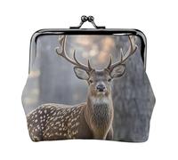 Leather Coin Purse Pouch for Women Clutch Camouflage Deer Change Purse with Kiss-Lock Mini Wallet Card Holder, Camouflage Deer, One Size