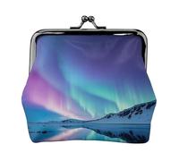 Leather Coin Purse Pouch for Women Clutch Camouflage Deer Change Purse with Kiss-Lock Mini Wallet Card Holder, Northern Lights, One Size, Print