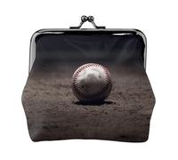 Leather Coin Purse Pouch for Women Clutch Cat Under Blanket Change Purse with Kiss-Lock Mini Wallet Card Holder, Baseball, One Size, Print
