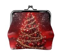 Leather Coin Purse Pouch for Women Clutch Colour Candy Change Purse with Kiss-Lock Mini Wallet Card Holder, Christmas Tree Red, One Size, Print