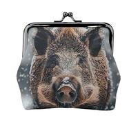 Leather Coin Purse Pouch for Women Clutch Cool Cheetah Leopard Change Purse with Kiss-Lock Mini Wallet Card Holder, Wild Boar, One Size, Print