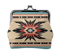 Leather Coin Purse Pouch for Women Clutch Cool Cheetah Leopard Change Purse with Kiss-Lock Mini Wallet Card Holder, Native American Patterns, One Size, Print