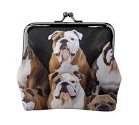 Leather Coin Purse Pouch for Women Clutch Firefighter Fireman Flame Change Purse with Kiss-Lock Mini Wallet Card Holder, English Bulldogs, One Size, Coin Purse