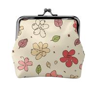 Leather Coin Purse Pouch for Women Clutch Moroccan Color Change Purse with Kiss-Lock Mini Wallet Card Holder, Lovely Flower Patterns, One Size