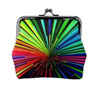 Leather Coin Purse Pouch for Women Clutch Rainbow Hearts Change Purse with Kiss-Lock Mini Wallet Card Holder, Rainbow Colours, One Size