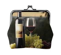 Leather Coin Purse Pouch for Women Clutch Resting Elephant Change Purse with Kiss-Lock Mini Wallet Card Holder, Red Wine, One Size, Print