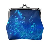 Leather Coin Purse Pouch for Women Clutch Resting Elephant Change Purse with Kiss-Lock Mini Wallet Card Holder, Blue Musical Notes, One Size, Print