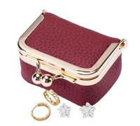 Leather Coin Purse - Practical Female Mini Wallet, Vintage Clip Closure, Elegant Silver Color Design, Multiple Organized Compartments, Portable Travel Style | Airplane Travel, Borset, Wine Red, Please