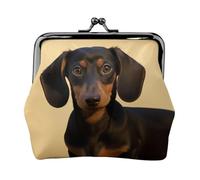 Leather Coin Purse with Kiss Lock Coin Pouch A cute dachshund Change Holder Mini Wallets for Women Clutch