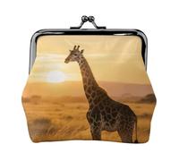 Leather Coin Purse with Kiss Lock Coin Pouch Giraffe in the Sun Change Holder Mini Wallets for Women Clutch