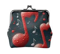 Leather Coin Purse with Kiss Lock Coin Pouch Music Notes with Red Love Heart Change Holder Mini Wallets for Women Clutch