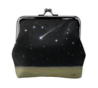 Leather Coin Purse with Kiss Lock Coin Pouch Night Sky Stars Change Holder Mini Wallets for Women Clutch