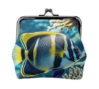 Leather Coin Purse with Kiss Lock Coin Pouch Underwater World Tropical Fish Change Holder Mini Wallets for Women Clutch