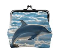 Leather Coin Purse with Kiss Lock Coin Pouch Winter The Dolphin Change Holder Mini Wallets for Women Clutch
