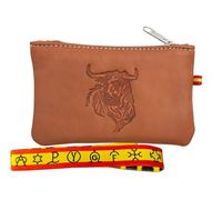 Leather Coin Purse with the Colors of the Bandea of Spain. Handmade Spanish Purse. Includes Keychain and Bracelet of Spain., Bull Bracelet Irons Spain, Classic